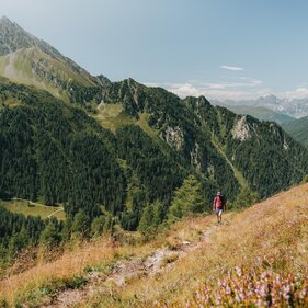 Mann wandert zu den Schöberspitzen im Bergsteigerdorf St. Jodok-Vals, Schmirn | © TVB Wipptal / Johannes Bitter
