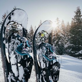 Schneeschuhe die aufrecht im Schnee stecken | © TVB Wipptal / Johannes Bitter