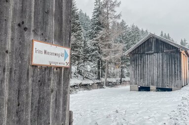Der verschneite Wiesenweg nach Trins. | © TVB Wipptal | Barbara Jenewein