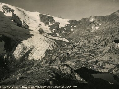 Postkarte der Bremer Hütte im Gschnitztal vor 1933. | © Österreichische Nationalbibliothek AKON AK025 263