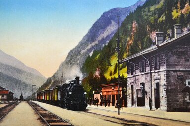 Dampflok am Bahnhof Brenner, Postkarte | © Unbekannt