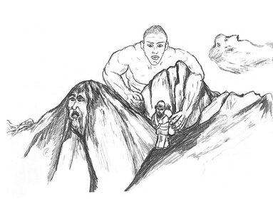 Der Bergriese und der Bergkönig  | © Illustration Carl Felder
