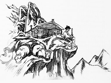 Weitere Sage zum Tribulaun: Der Berggeist vom Tribulaun | © Illustration Carl Felder